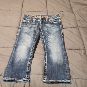 Rock Revival Women's Distressed Blue Cropped Jeans